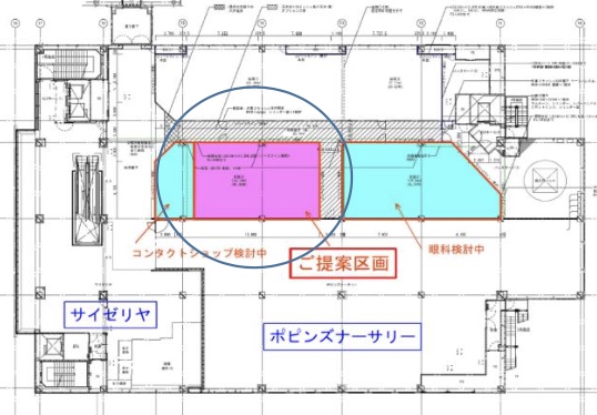 千葉県市川市　妙典駅　商業施設内2階店舗物件図面