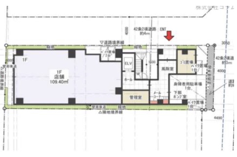 東京都文京区　護国寺駅徒歩2分 新築計画ビル1階物件図面