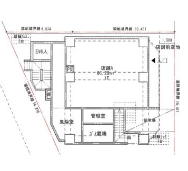 東京都大田区　蒲田駅徒歩2分　新築計画ビル1階物件図面