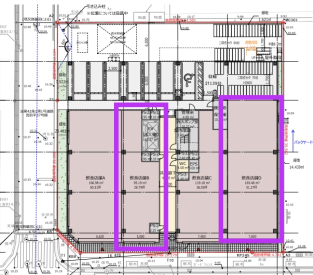 神奈川県川崎市　宮前平駅徒歩２分　ビル1階新築計画図面