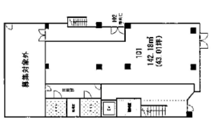 神奈川県厚木市　本厚木駅徒歩5分　ビル１階物件図面