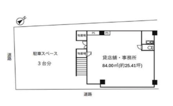 東京都調布市　調布駅　1階店舗P有り物件図面