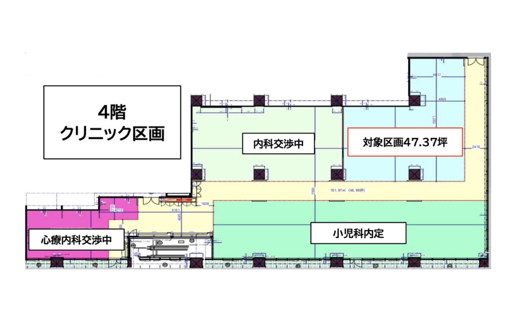 東京都江戸川区　小岩駅デッキ直結商業ビル内４階クリニック区画物件図面