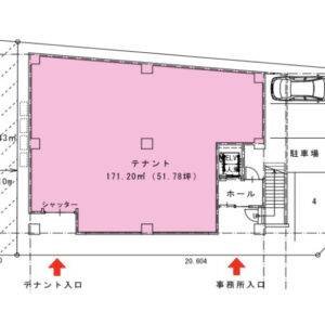 神奈川県大和市　中央林間駅徒歩1分　新築計画ビル1階物件図面