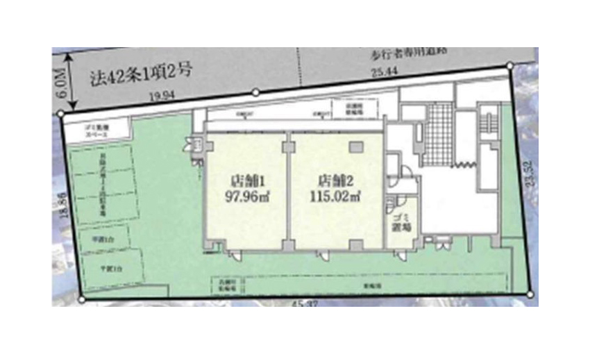 埼玉県富士見市 鶴瀬駅徒歩2分 大型商業施設新築計画ビル1階物件図面